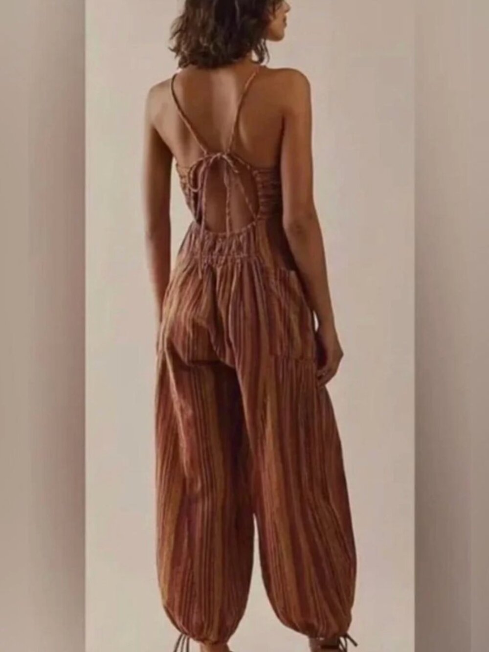 FREE PEOPLE Sundaze For Surfin Jumpsuit In Red Clay Combo - Picture 2 of 6